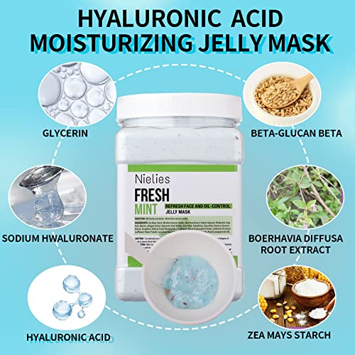 Nielies Jelly Mask, Facial Skin Care- Fresh Mint Peel-Off Jelly Mask Set, Jelly Mask For Facials, Face Mask For Instant Hydration, Vegan Peel Off Face Mask, For Refreshing, Oil Control (Fresh Mint) #TOP4