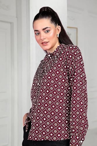 Image of POPWINGS Women Casual Sky Blue Floral Printed Shirt | Collar Button Shirt | Full Sleeve Shirt | Trendy Shirt | Regular Casual Shirt