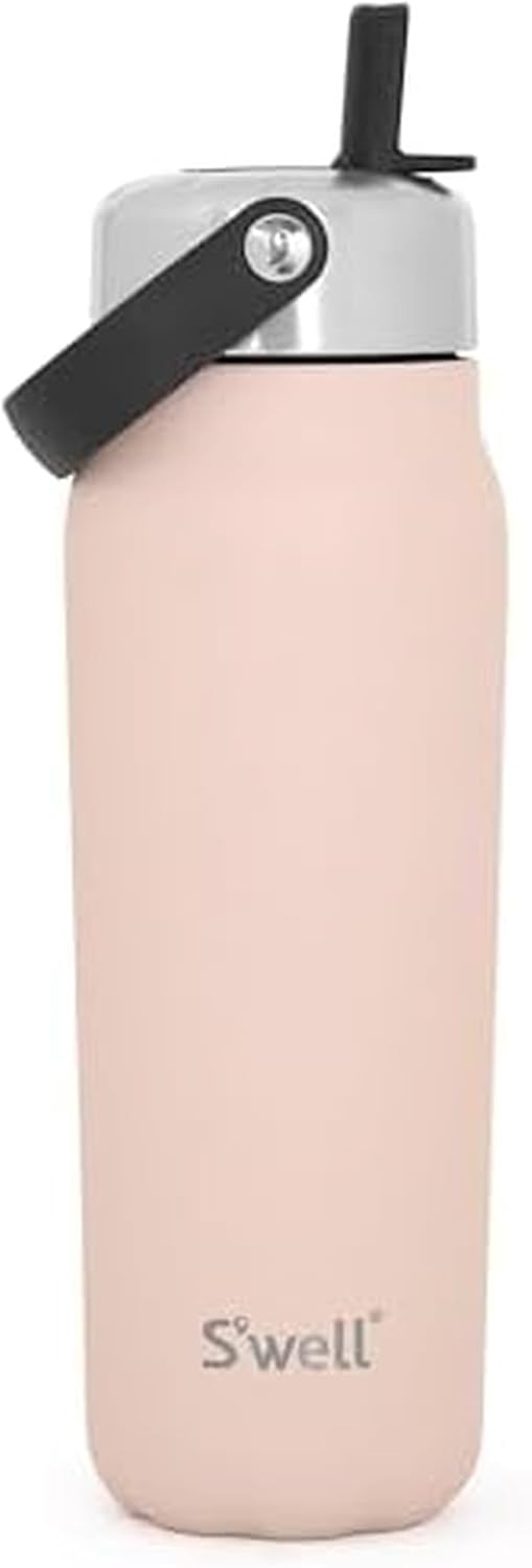 S'well Recycled Stainless Steel Explorer with Flip Straw Lid, 24oz, Himalayan Salt, Triple Layered Vacuum Insulated Containers Keeps Drinks Cold for 36 Hours and Hot for 8