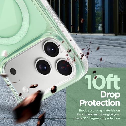 Image of Magnetic Case for iPhone 17 Pro Max [Compatible with Magsafe] [Anti-Yellowing] [1 Screen Protector] Shockproof Slim Iridescent Sparkly Case for iPhone 17 Pro Max 6.9 inch 2025, Green