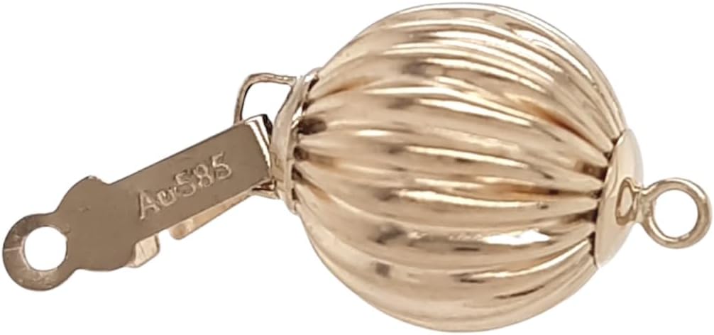 6MM 14K Solid Yellow Gold Corrugated Bead Safety Clasp Pearl Clasp for Necklaces and Bracelets by CRAFT WIRE
