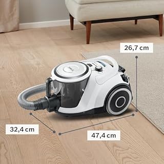 Bosch Staubsauger beutellos Serie 6 BGC41XALL, Bodenstaubsauger, Testsieger, ideal für Allergiker, Hygiene-Filter, Hartbodendüse, XXL-Polsterdüse, hohe Saugleistung, leise, 700 W, weiß