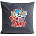 Housse DE Coussin Gris Suedine Sublimation Coton , Tom ET Jerry 2 , Made in France, Marque O S I R I S