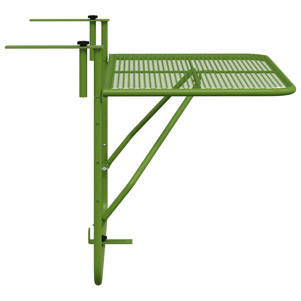 Tavolo da balcone verde, 60 x 40 cm, in acciaio, pieghevole | Salvaspazio, resistente alle intemperie, design a rete, per terrazza, veranda, ringhiera
