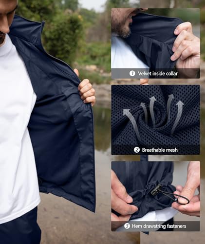 ZITY Rain Suit for Men Women Unisex Waterproof Golf Rain Gear Lightweight Breathable Mesh Waterpoof Zipper Pockets4