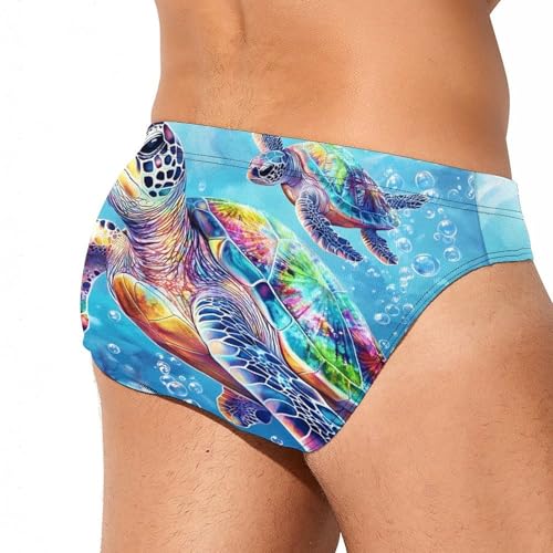 Sea Turtle Family Mens Swim Briefs Sexy Bikini Swimwear Bathing Suits Trunks3