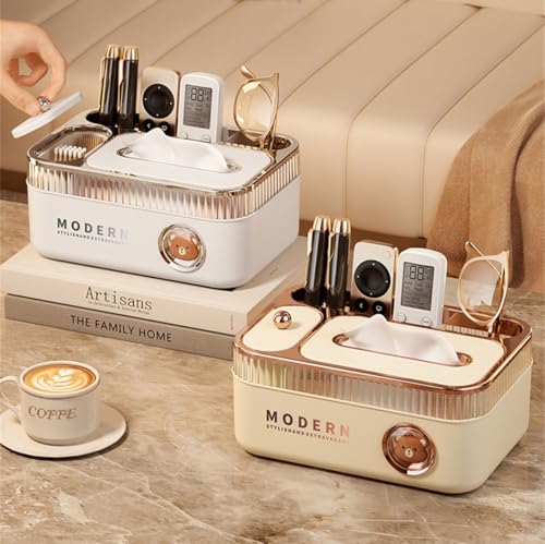 ティッシュケース 卓上収納ケース ディッシュボックス リモコン収納ボックス ペーパータオルケース 爪楊枝綿棒入れケース 防塵カバー付 ペーパータオルケース ティッシュカバー リモコン立て 多機能収納ケース 小物収納 北欧 おしゃれ (白, 24*16.5*