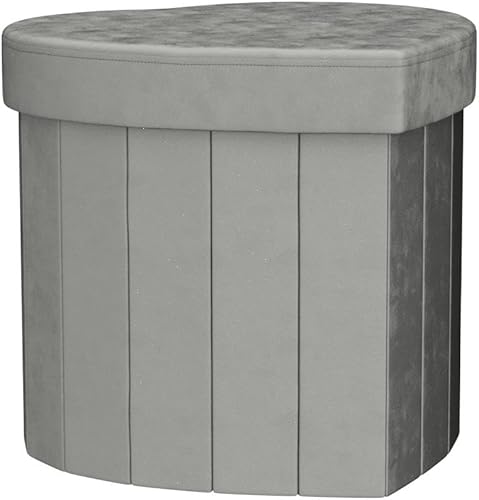 Miniatura 4 de Ashler - Otomana plegable de terciopelo en forma de corazón, almacenamiento plegable para sala de estar, dormitorio, capacidad de peso de 220