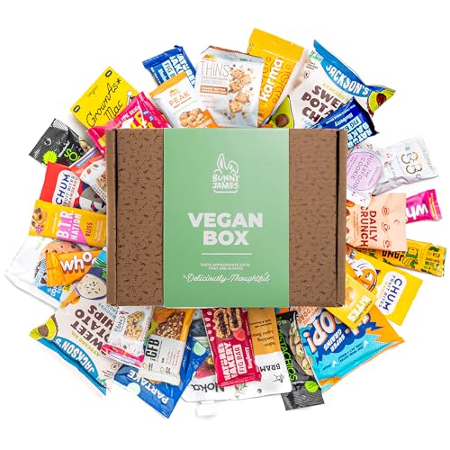 Image of Healthy Vegan Snack Gift Box: Variety Pack of 30 Individually Wrapped Mix of Cookies, Protein, Fruit, Nuts, Bars, and Chips - Healthy Snack For Adults and Kids - Food Gift Baskets for All Occasions