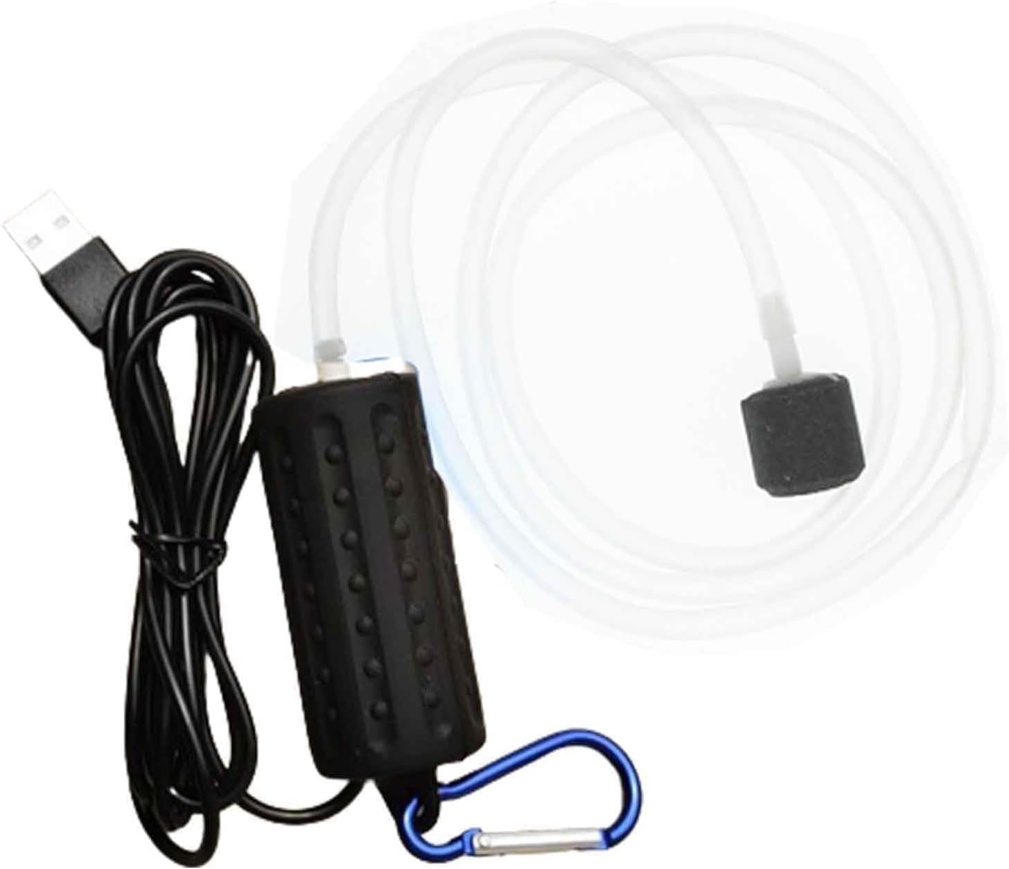 JUSHZ USB Air Pump Fish Tank Pump Aquarium Air Pump Mini Quiet Tubing Hose for Inflatables Copper Movement Silent for Outdoor Fishing (7x3cm,Black)