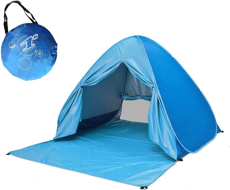 Beach Tent, Beach Shade, Anti UV Instant Portable Tent Sun Shelter, Pop Up Small Beach Tent, for 1-3 Person Camping Fishing Picnic With Curtains