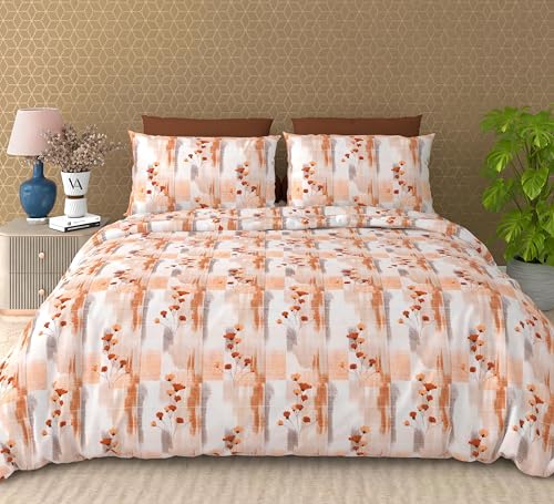 Image of FRESH FROM LOOM Large King Size 240 TC Cotton Flat Sheet with Standard Pillow Covers 100% Cotton 240 TC King Flat Sheet Set - Durable, Soft, and Hypoallergenic, Rust, Size- 108x108 inch