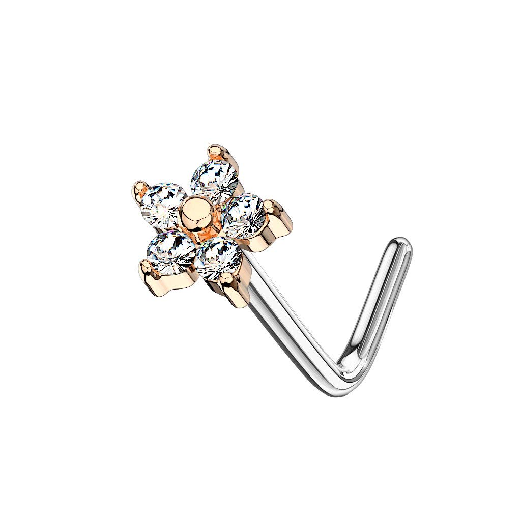 beyoutifulthings Piercing de Nariz, Forma de Flor de circonita, de 4,6 mm, de Acero quirúrgico, Multicolor, Longitud de la Varilla 6 mm
