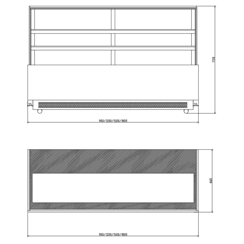 Vetrina refrigerata Kuby 1500 - 2 ripiani - 560L - LED - +2°C/+8°C - Porte scorrevoli