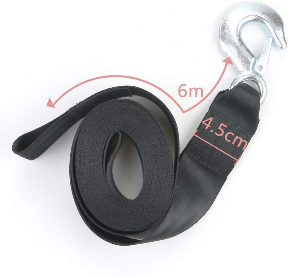 YG_Oline Boat Winch Strap with Hook, Black Capstan Strap, Heavy Duty Trailer Rope, 2inch x 20 Feet- 4500lb Safe Working : Sports & Outdoors