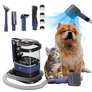 Premium Dog Grooming Kit, Pet Grooming Vacuum & Dog Clippers Nail Trimmer Grinder & Dog Brush for Shedding with 7 Grooming Tools, Low Noise Dog Hair Remover Pet Grooming Supplies