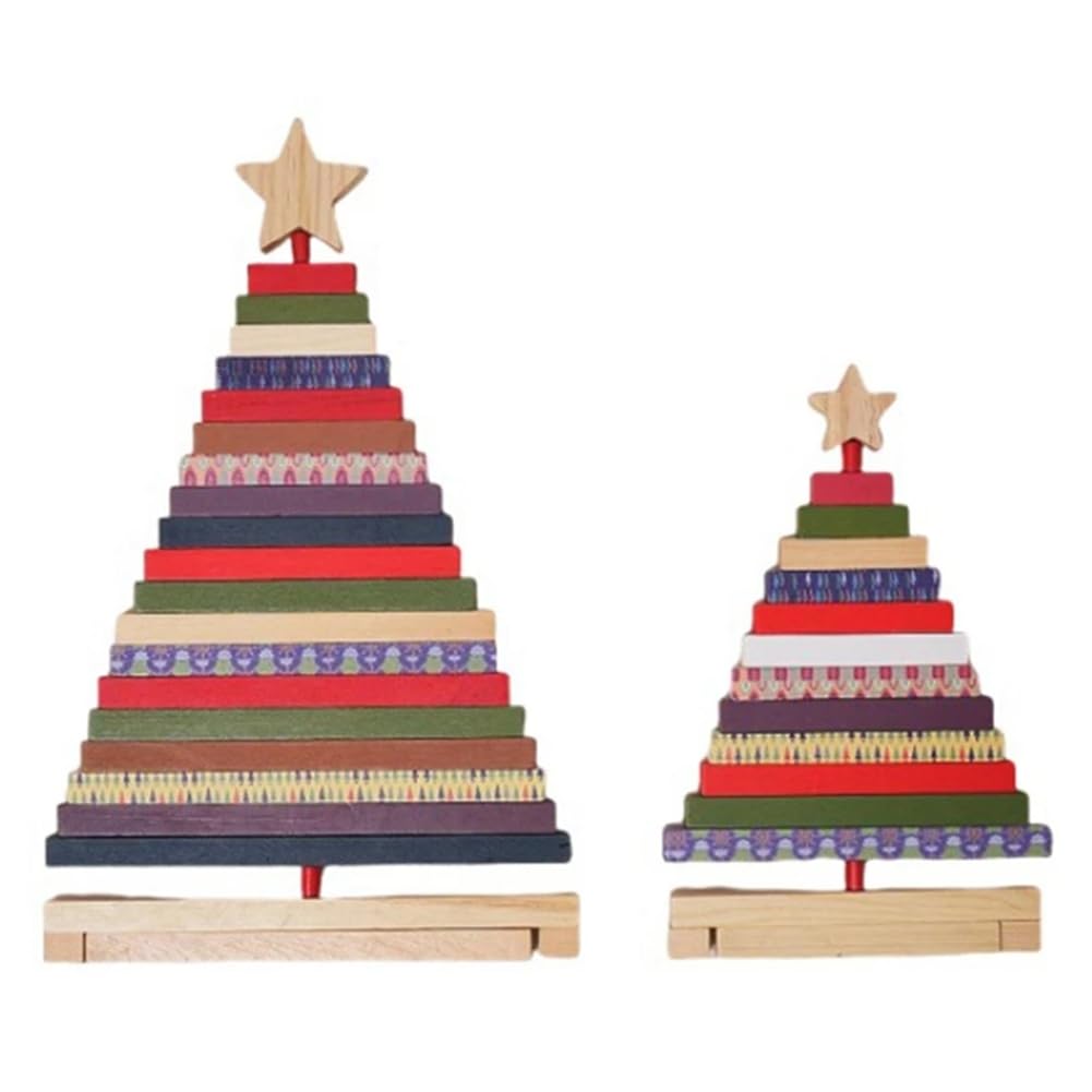 CTRLZS Wooden Christmas Trees Figurines Christmas Decorations Home Accessories Rotatable Miniatures Aesthetic Room Decor