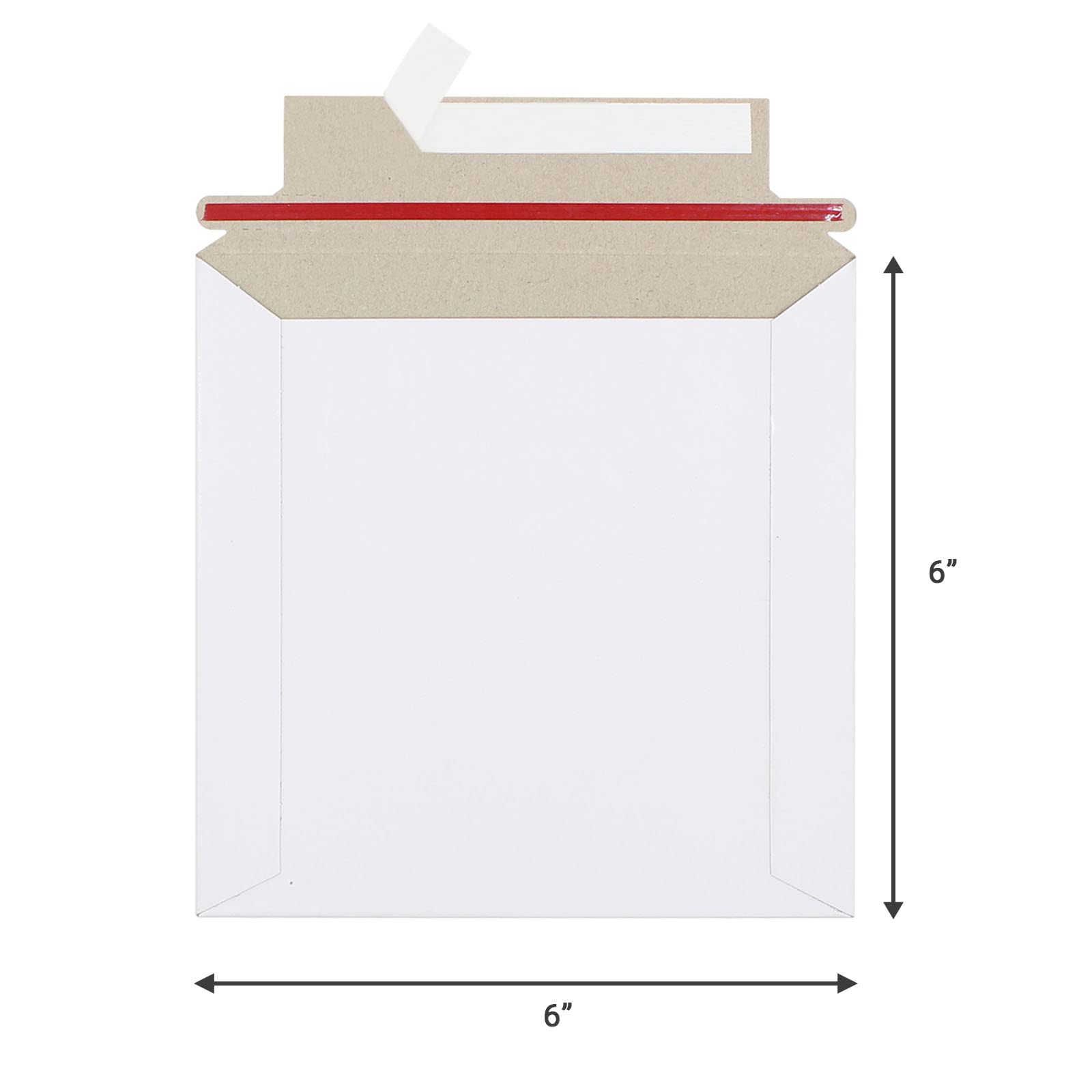 ZMCYN 100 Pack Cardboard Envelopes Peel and Seal Envelopes 6x6 Inch/ 152x152 mm, Strip Open-Rigid Mailers for Book CDs, Photos, Cards - Image 2