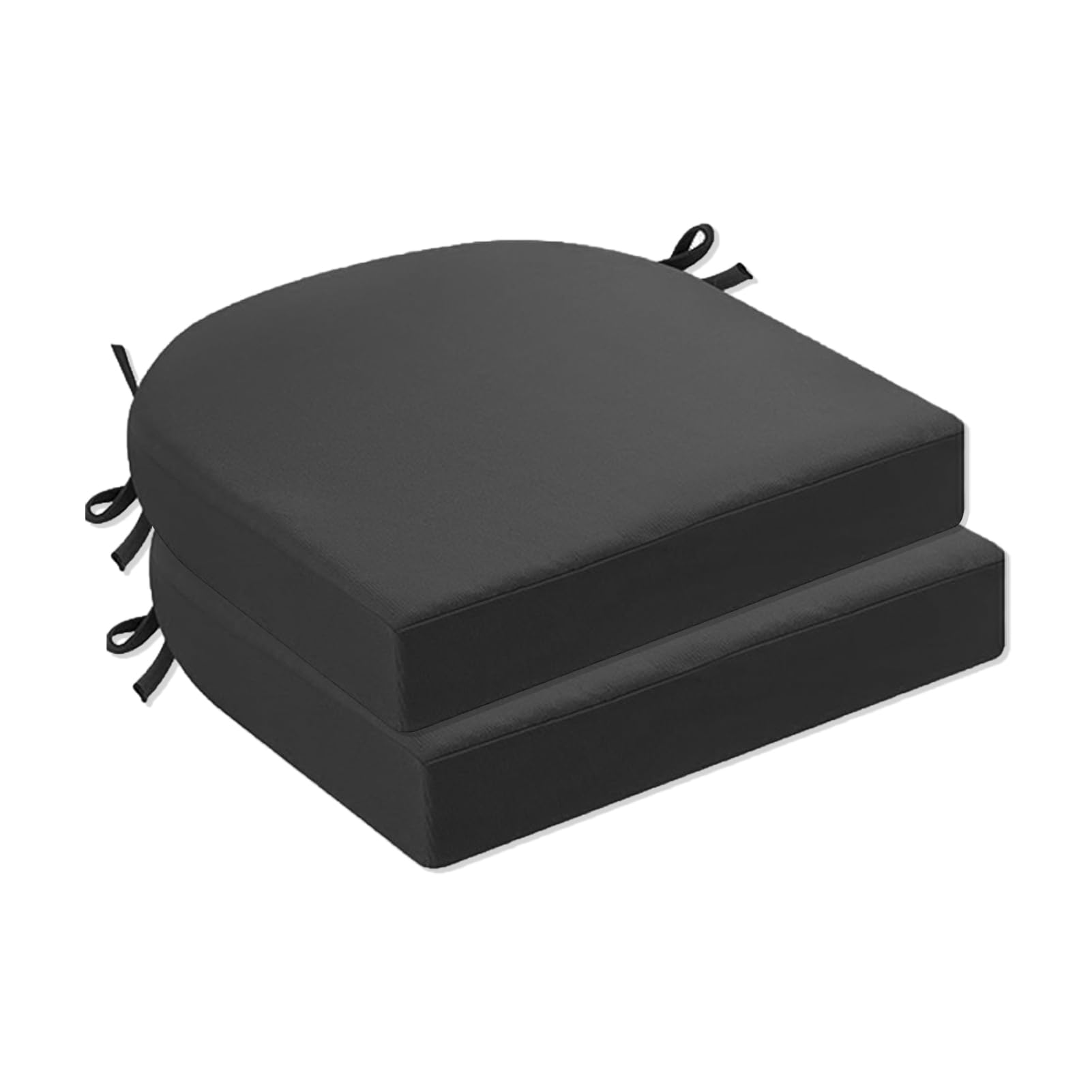 Wokuaile Outdoor Chair Cushions Set of 2, Waterproof Patio Chair Pads Round Corner Outdoor Seat Cushions with Ties for Garden Yard Lawn Furniture,