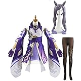 Cosplay Life KEQING Complete Anime RPG Costume Set with Wig for Cosplay Venti Klee Ganyu (S)