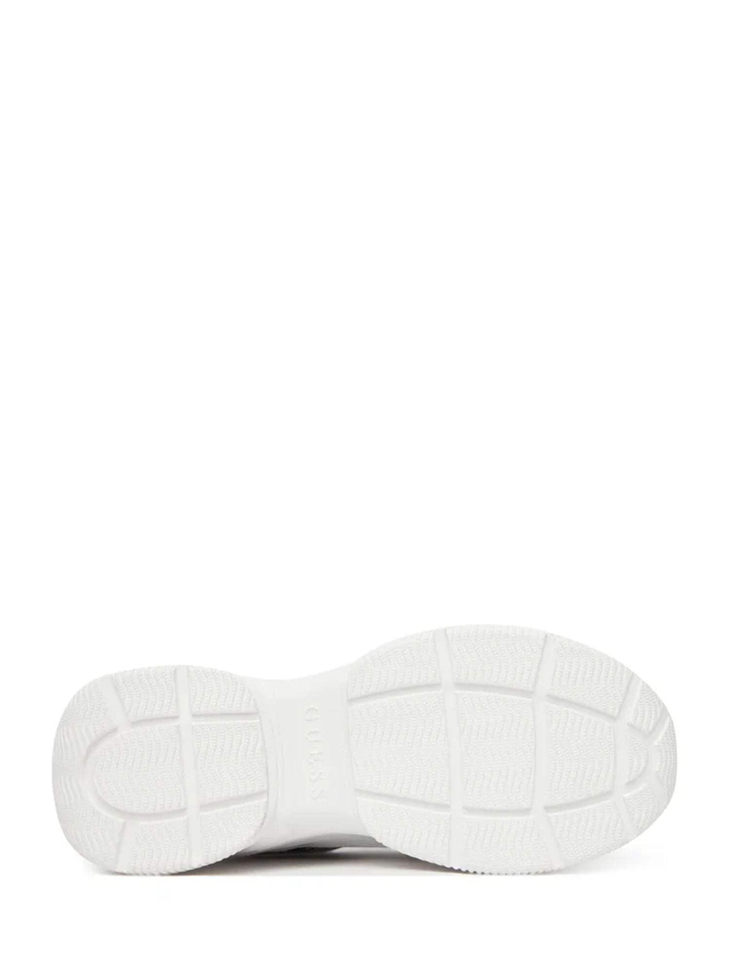 GUESS Scarpe sportive con plateau, bianco e blu, dettaglio glitter argento