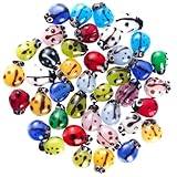TOMETURE Cuentas Artesanales de Vidrio Multicolor para Hacer Pulseras, 50 Piezas de Cuentas de Mariquita para Manualidades Diy, Decoración para Festivales y Joyería Hecha a Color Aleatorio