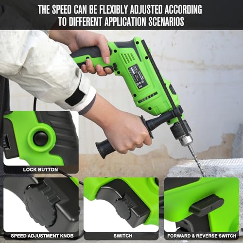 Image of GALAX PRO 7Amp 850W 2-in-1 Hammer Drill, 0-3000 RPM, 13 mm Metal Chuck | 360 Adjustable Auxiliary Handle, Comes with 13 Accessories, Suitable for Concrete, Metal, and Wood