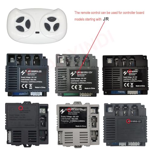 LANYINDI 2.4G Bluetooth Remote Control Powered Transmitter for Kids RC Start Ride On Toys Electric Car Replacement Parts with White RC 12V Remote Controller Box SUV Truck JR1602 Big Steering Wheels