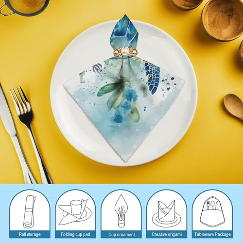 Servilletas de Tela Cuadradas Azul Floral Pack x4 miniatura 7