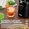 Extracteur de Jus, Fretta Extracteur de Jus de Fruits et Légumes Entiers, Grande Ouverture de 108mm Slow Juicer, 1L Capacité, Pression à Froid, Facile à Nettoyer, Sans BPA, 200W(Noir)