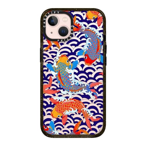 CASETiFY �C���p�N�g�P�[�X iPhone 13 - koi fish Japanese tattoo style transparent pattern - �N���A �u���b�N
