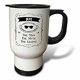 3dRose 'Jefe The Man The Myth The Legend Dad Father Boss Chief in Spanish Stainless Steel' Travel Mug, 14 oz, Natural