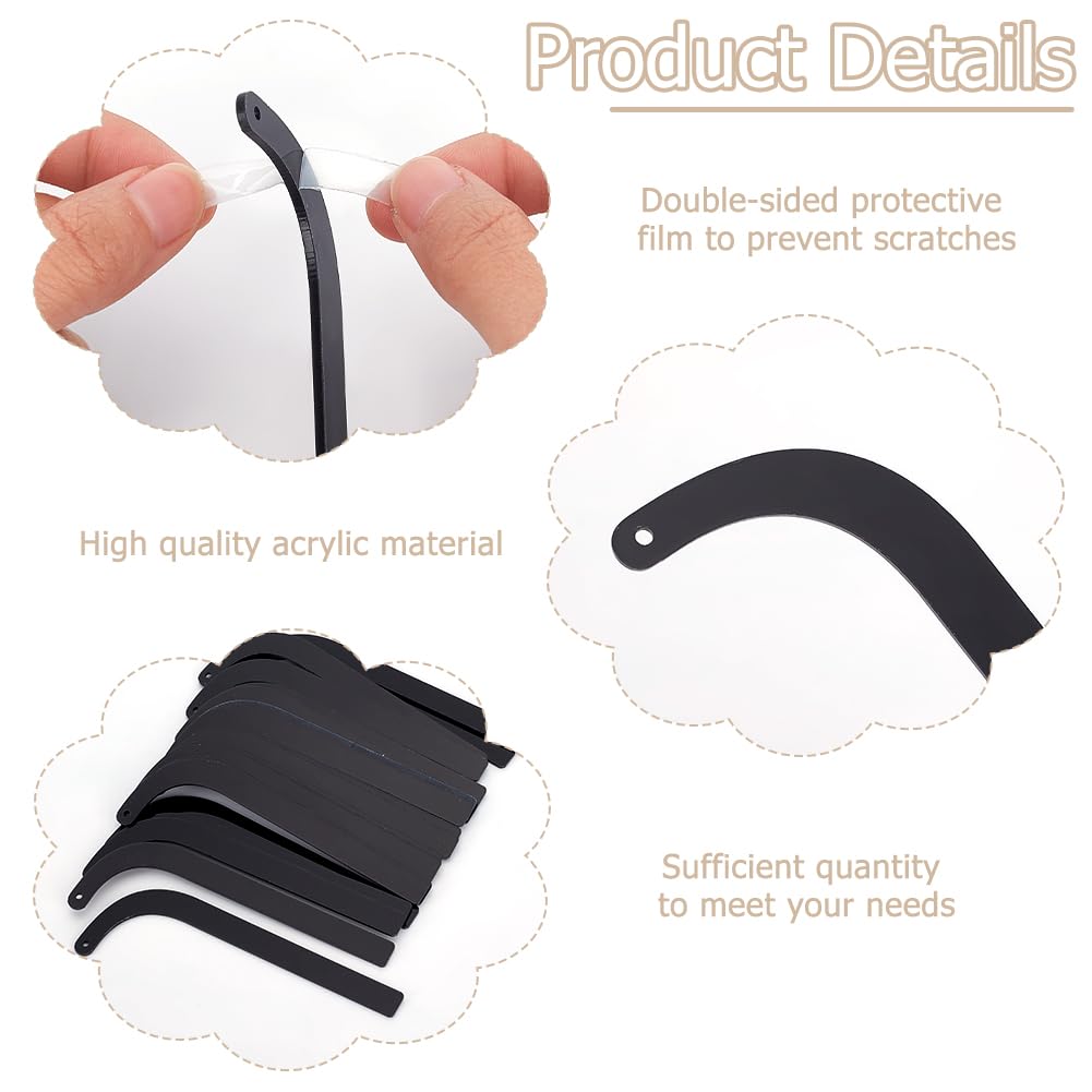 FINGERINSPIRE 20 Pcs Acrylic Earring Try-On Stick Black Try-free Earrings Display Bend-Shape Props Tool Try-on Strip for Earrings and Studs Ear Stud Display Curved Strip for Retail Store Home use - Image 4