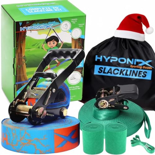 Slackline Kit 70' with Training Line – Slack Lines for Backyard Fun, Balance Rope for Kids & Adults, Dual Gear Ratchet, Heavy-Duty 440lbs Rating, Easy Setup, Includes Carrying Bag & Giftable Box