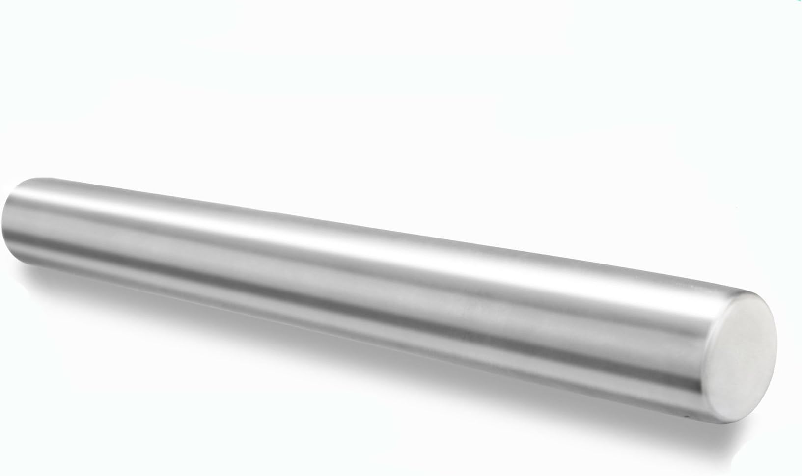 Tspkey Stainless Steel Rolling Pin - Rolling Pin for Baking-Metal Rolling Pin for Bakers, -1.5 Inches Diameter- 40CM / 15.7 Inches Length Silver