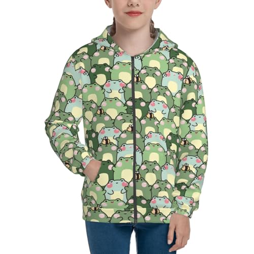 Cute Chubby Frog Kid Hoodies Boys Zip Up Sweatshirts Girls Pullover with Pocket3