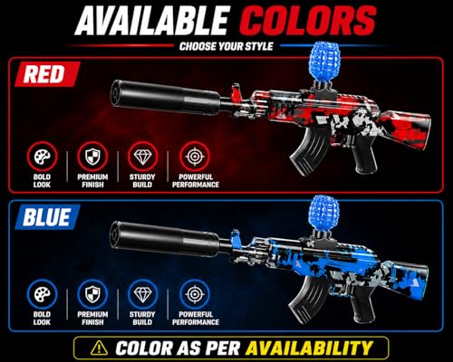 Image of Electric Gel Blaster Gun for Kids & Teens, 7-8mm Crystal Water Beads Shooter, Automatic & Manual Modes, Rechargeable Battery, Long Range Toy Gun (AK 47 Set)