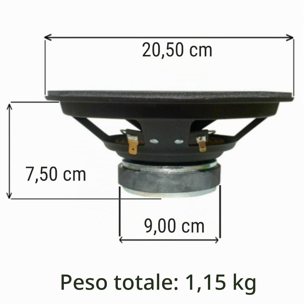 CIARE CW200Z CW 200Z altoparlante diffusore medio basso woofer da 20,00 cm 200 mm 8" di diametro da 80 watt rms e 160 watt max impedenza 4 ohm per porte portiere e sportelli auto sospensione in gomma