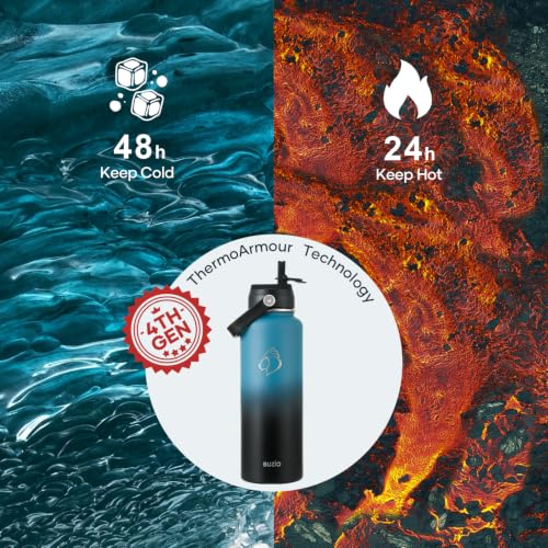 Image of BUZIO Triple Wall Vacuum Water Bottle with Dust-Proof Straw & Spout Lids