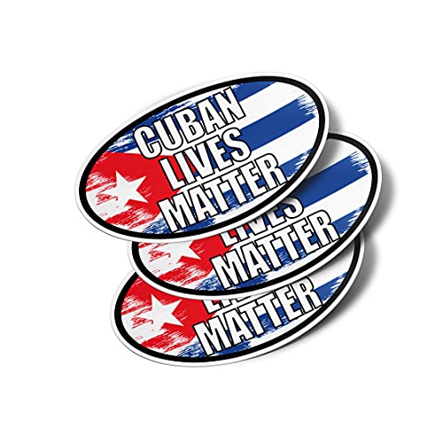 Image of Cuban Lives Matter Oval Vinyl Bumper Stickers (3 Pack)