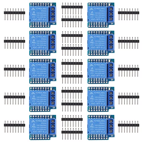10pcs 5V Mini Relay Shield 5V Relay Module 1 Channel 5V Relay Shield for WeMos D1 Mini also Compatible with Arduino