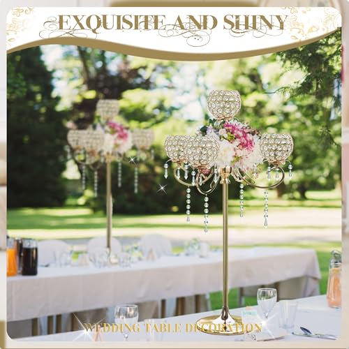 50" Tall Large Elegant Crystal Candelabra/Candlestick Holder Centerpiece for Weddings, Parties & Reception Decoration, Tealight Tray & Gorgeous Floor Candelabra Home Decor(Gold-1pc, 5-Arm) by kolnlala - Image 9