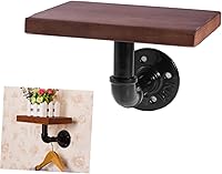 Vista 5 de Estantería rústica de madera para almacenamiento de madera, estantes montados en la pared, estantes de montaje en pared, decoración de pared