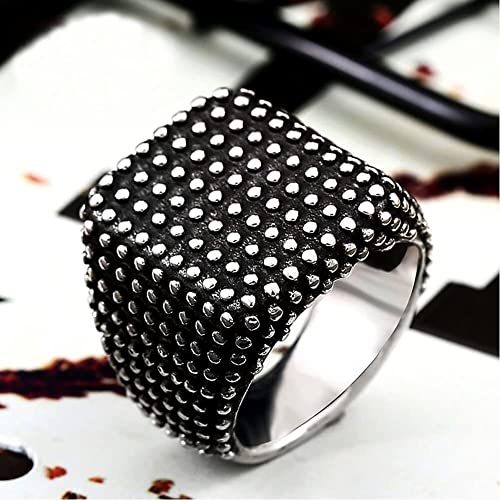 LIANXIAOXAO - Nhlzj Homens de Aço Inoxidável Densa Pontos Quadrados, Vintage Personalidade Punk Rock