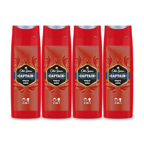 Old Spice Captain Gel Y Champú Para Hombres, 3 En 1 4x400ml