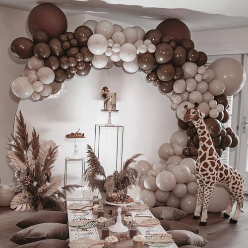 Image of PartyWoo Dark Brown Balloons 100pcs Different Sizes of 18 12 10 5 Inch Boho Coffee Neutral Fall Balloon Arch Kit for Bachelorette Baby Shower Anniversary Birthday Party Decorations Brown-F20