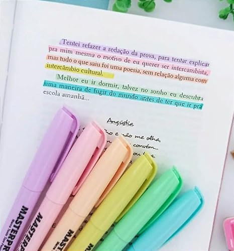 Kit Canetas Marca Texto, 12 Unidades (6 Neon e 6 Pastel), MASTERPRINT