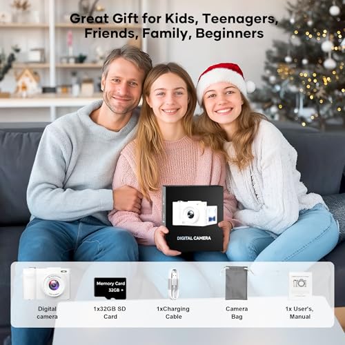 4K Digital Camera for Photography, 50MP Autofocus Point and Shoot Camera with 180° Flip Screen, 16X Zoom Compact Vlogging Camera for YouTube, Travel Camera with 32GB SD Card, White - image 8