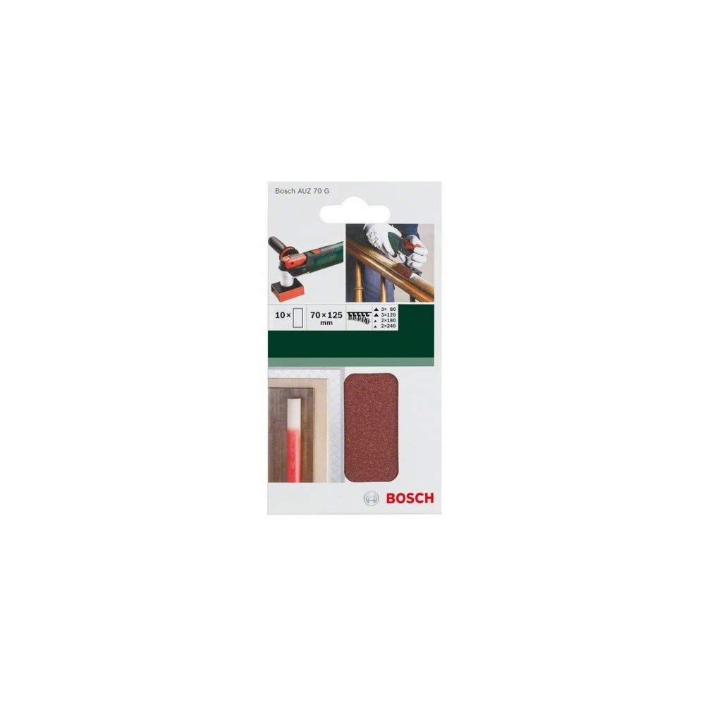 Bosch Accessories 2609256D33 Coffret de 10 feuilles abrasive Starlock pour OMT plateau de ponçage pour profilé AUZ 70 g 70 x 125 3 x 80/​3 x 120/​2 x 180/​2 x 240