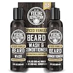 Viking Revolution Beard Wash and Beard Conditioner for Men with Argan Oil and Jojoba Oil - Beard Softener and Strengthener Beard Care Beard Shampoo and Conditioner with Beard Oil (5oz, Spiced Vanilla)